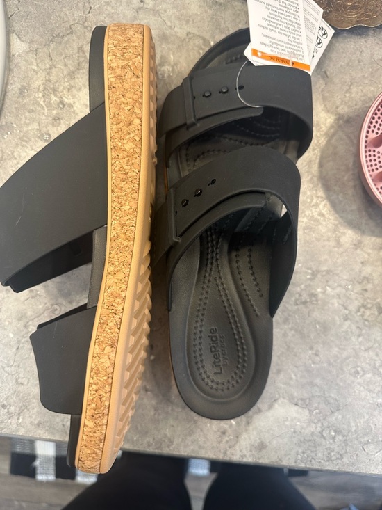 CROCS Shoes - Black Cork-Trim Slide Sandals